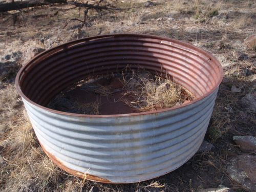 An old water tank is no longer serviceable.